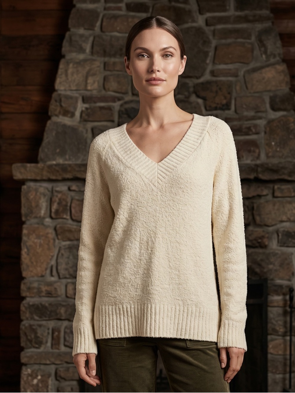 Buttery Soft Cream V-Neck Sweater